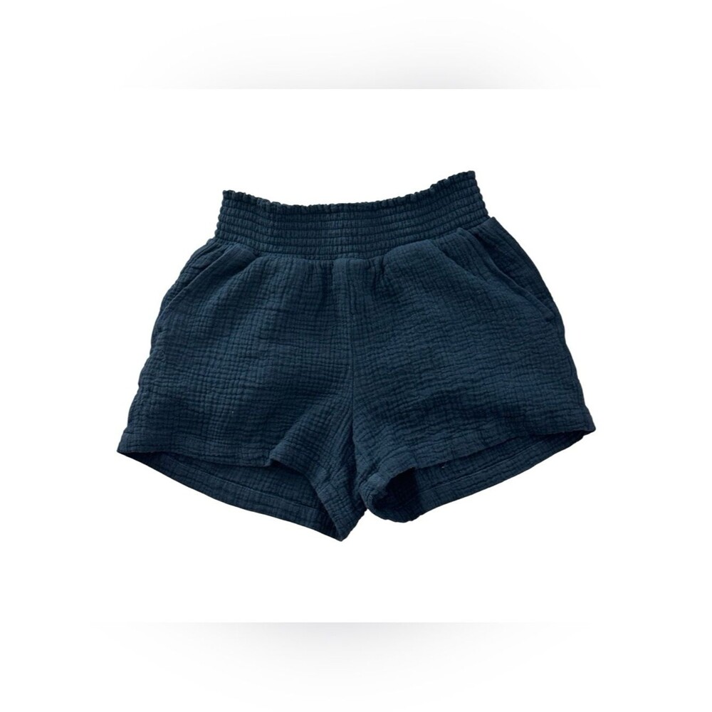 Evereve Black Textured Lounge Shorts - 100% Cotton - Size Small